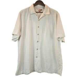 Caribbean Beige Silk Button-Up Shirt Mens Large